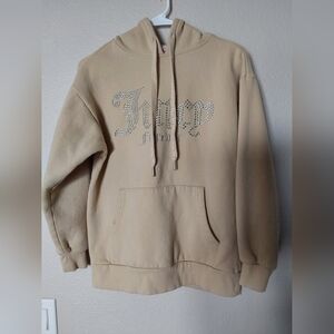 Juicy Couture Hoodie, Women's Small Tan Rhinestone studded Hoodie sweatshirt